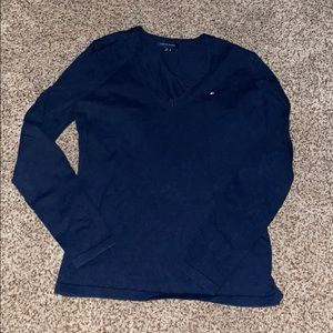Dark blue Tommy Hilfiger long-sleeve shirt.